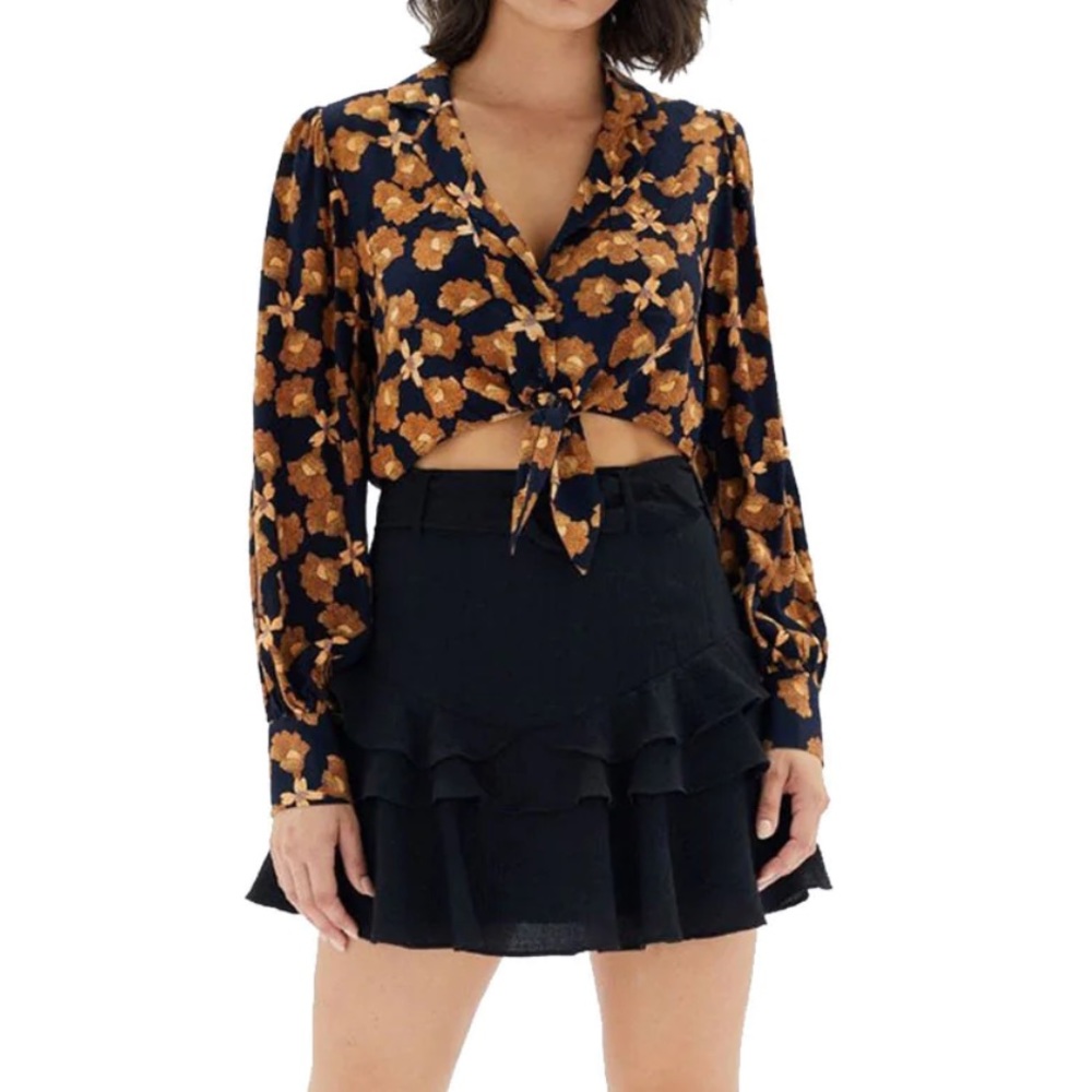 MINKPINK crop top tie shirt